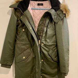 J. Crew Eco-friendly PrimaLoft Waxed Cotton Woman’s Winter Parka Size Small NWOT